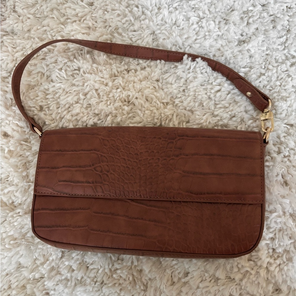 Lulus brand Elegant Brown Crocodile-Embossed Women's Bag